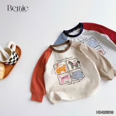 Set bộ dài tay cho bé trai áo thun raplang phối màu họa tiết Puppy kèm quần dài size 9 tới 26kg BERNIE H0426B19