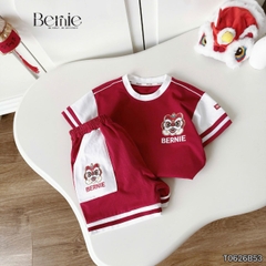 Set bộ bé trai áo thun tay ngắn Trung thu Lân đỏ kèm quần short cho bé trai size 9 đến 25kg BERNIE T0626B53