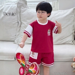 Set bộ bé trai áo thun tay ngắn Trung thu Lân đỏ kèm quần short cho bé trai size 9 đến 25kg BERNIE T0626B53