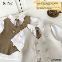 Set bộ vest gile Hoàng gia cho bé trai áo sơ mi tay ngắn phối gile kèm quần và cà vạt 1 đến 7 tuổi BERNIE T0126B06Đ 