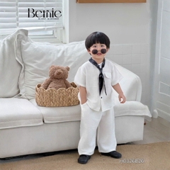Set bộ đũi áo sơ mi cổ trụ phối khăn kèm quần dài cho bé trai đi chơi đi biển size 11kg tới 28kg BERNIE H0326B25