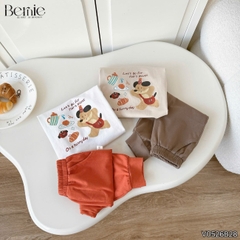 Set bộ cotton áo tay dài phối cổ Picnic Bear kèm quần dài cho bé trai size 9 tới 25kg BERNIE V0526B28