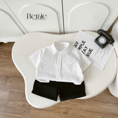 Set bộ sơ mi Vigorous áo sơ mi tay ngắn kèm quần short cho bé trai từ 9 đến 28kg BERNIE H0726Q25