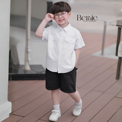 Set bộ sơ mi Vigorous áo sơ mi tay ngắn kèm quần short cho bé trai từ 9 đến 28kg BERNIE H0726Q25