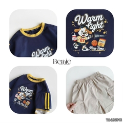 Set bộ dài áo thun cotton tay phối kẻ Play Time kèm quần gió dài cho bé trai size 11 tới 28kg BERNIE T0426B12