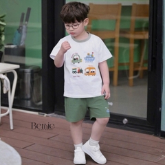Áo thun áo phông tay ngắn chất thun cotton họa tiết Travel vui tươi cho bé trai size 9 tới 28kg BERNIE T1025B70