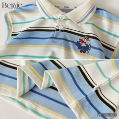 Set bộ polo tanktop kẻ ngang Little Pilot cho bé trai kèm quần short kaki phong cách Hàn quốc 9 đến 28kg BERNIE H0326B40