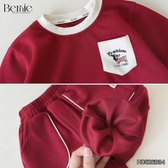 Set bộ cotton nỉ 2 da cho bé trai áo tay dài Freedom Boy kèm quần size 9kg tới 26kg BERNIE H0526B34
