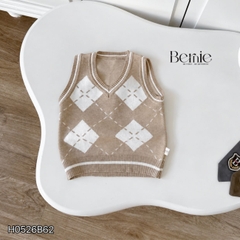 Áo gile len 2 màu họa tiết ô trám Diamond phong cách hàn quốc cho bé trai 1 đến 7 tuổi BERNIE H0526B62GL