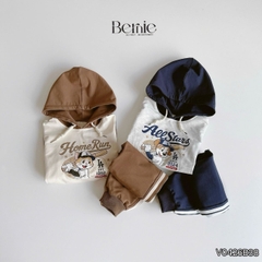 Set bộ thể thao áo hoodie bóng chày tay dài phối màu kèm mũ và quần dài cho bé trai 11 tới 28kg BERNIE V0426B38