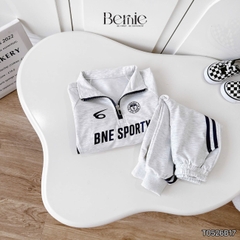 Set bộ thể thao bé trai áo hoodie tay dài cố phối dây kéo kèm quần dài BNE SPORTY 11 tới 28kg BERNIE T0526B17