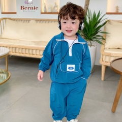 Bộ đồ sơ mi gió dài tay áo khoác gió thể thao quần dài cho bé trai bé gái có khóa kéo 1 đến 7 tuổi BERNIE Kids