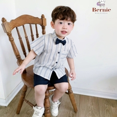 Set bộ quần áo set sơ mi ngắn tay công tử bé trai đính nơ rời mặc sinh nhật đi chơi đi tiệc 1 đến 7 tuổi BERNIE