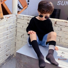 Tất vớ trơn sọc 1 bên unisex cho các bé trai bé gái nhà BERNIE basic nhiều màu trơn 2 đến 7 tuổi