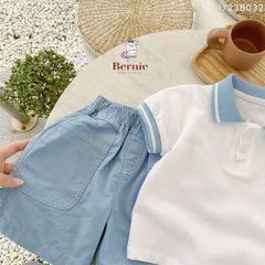 Đồ bộ ngắn tay polo cho bé trai áo thun polo kèm quần short thêu tên lửa BERNIE 0723B032