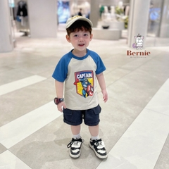Set bộ cho bé trai in hình siêu nhân áo thun zaclang và quần short ngắn cho bé từ 1 đến 7 tuổi BERNIE 1123B025