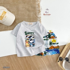 Set bộ thun tay ngắn set đi biển họa tiết Snoopy bé trai mềm mại size 1 đến 7 tuổi BERNIE 0124B43