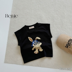 Áo thun ba lỗ sát nách dáng tank top hàn quốc in thỏ cho bé trai bé gái từ 1 đến 7t BERNIE 0324A15