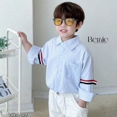 Áo sơ mi tay dài phối viền tay áo cho bé trai đi chơi đi tiệc sành điệu 1 đến 7 tuổi BERNIE 0524A09