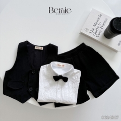 Set vest gile sơ mi ngắn tay cho bé trai phong cách Hàn Quốc cho bé mặc sinh nhật, thôi nôi đi tiệc BERNIE 0624B07 (Size 1-7 tuổi)