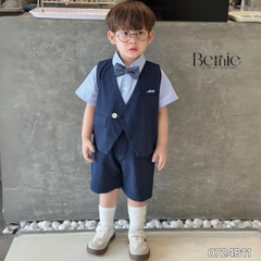 Set vest gile ngắn tay công tử hàn quốc túi khăn cho bé trai thôi nôi sinh nhật đi tiệc 1đến 7 tuổi BERNIE 0424B32