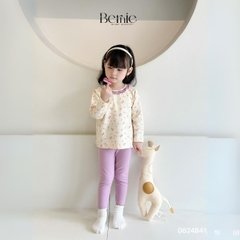 Set bộ dài thun dàì tay thu đông cotton họa tiết dễ thương viền bèo bé gái đi chơi đi học 1đến 7t BERNIE 0624B41