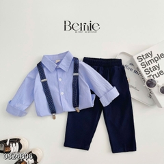 Set vest dài gile áo sơ mi túi khăn công tử lịch lãm bé trai thôi nôi sinh nhật 1 đến 7 tuổi BERNIE 0824b06