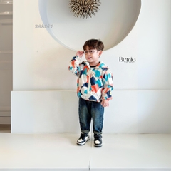 Áo khoác gió có mũ họa tiết nhiều màu unisex cho bé trai bé gái size 1 đến 7 tuổi BERNIE 24A017