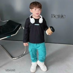 Set bộ thun tay dài unisex chất cotton họa tiết in chữ cho bé trai bé gái size 1đến 7 tuổi BERNIE 0624B05