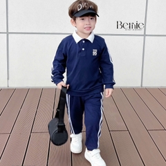 Set bộ thun dài tay raplang cotton da cá họa tiết in chữ thể thao cho bé trai 1 đến 7 tuổi BERNIE 0424B27