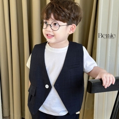 Set bộ vest gile công tử ngắn tay 3 chi tiết phong cách hàn quốc cho bé trai 1 đến 7 tuổi BERNIE 0724B17