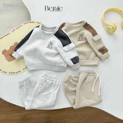 Set bộ quần áo thun dài tay thu đông cho bé trai chất liệu nỉ bông 1 đến 7 tuổi BERNIE H0924B43
