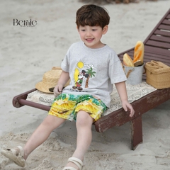 Set bộ thun tay ngắn set đi biển họa tiết Snoopy cho bé trai áo thun cotton quần đũi mềm mại size 1 đến 7 tuổi BERNIE 0124B43