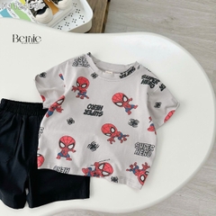 Set bộ siêu nhân Super hero tay ngắn cho bé trai kèm quần short size 9 tới 28kg  BERNIE H1124B40