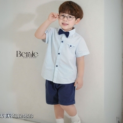 Set sơ mi bé trai công tử kèm nơ cho bé thôi nôi sinh nhật sự kiện size 9 tới 28kg BERNIE T1124B23