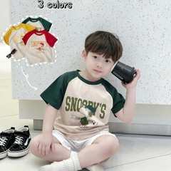 o thun tay ngắn raplang unisex cho bé trai bé gái họa tiết cún Snoopy nhiều màu size 9 tới 28kg BERNIE P0125A20