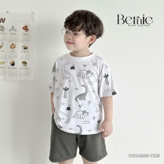 Set bộ thun cotton họa tiết khủng long phong cách hàn quốc cho bé trai 1 đến 7 tuổi BERNIE H1024B39