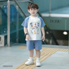 Set bộ thun tay ngắn set raplang họa tiết hoạt hình cho bé trai chất thun cotton mềm size 1 đến 7 tuổi BERNIE H0924B42