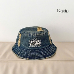 Mũ tai bèo jean thêu chữ  cho bé trai bé gái phong cách hàn quốc dễ thương size 4 đến 8 tuổi Bernie HL346