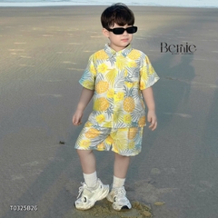Set sơ mi đũi đi biển unisex cho bé trai bé gái họa tiết summer size 9 tới 25kg BERNIE T0325B26