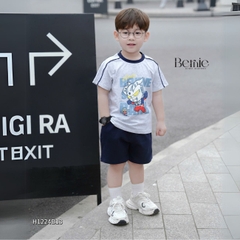 Set bộ cộc tay thun cotton cho bé trai siêu nhân điện quang và quần short  1 đến 7 tuổi BERNIE KIDS H1224B13