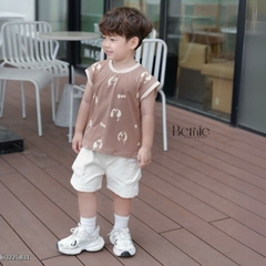 Set bộ tanktop họa tiết in trần cún cho bé trai kèm quần short 9 đến 25kg BERNIE H0225B31