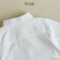 Áo sơ mi trắng công tử cộc tay xếp ly nổi cho bé trai size 9kg tới 28kg BERNIE H0125A16