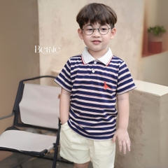 Set bộ polo thêu khủng long bé trai áo thun polo họa tiết thêu khủng long và quần short jean mềm 1 đến 7 tuổi BERNIE H0425B47