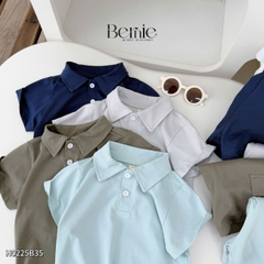Set bộ polo thun cotton cho bé trai áo thun tay ngắn đính tag logo kèm quần short size 1 đến 7 tuổi BERNIE H0225B35
