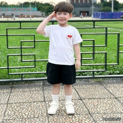 Áo thun tay ngắn unisex cho bé trai bé gái họa tiết in chữ Độc lập - Tự do size 9 tới 25kg BERNIE H0425A57