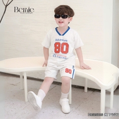 Set bộ thể thao tay ngắn phối màu họa tiết hình in 80 kèm quần short cho bé trai size 9 tới 28kg BERNIE H0525B26