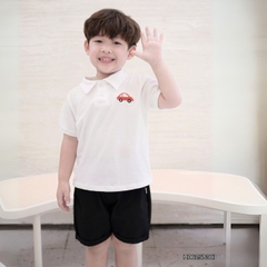 Set bộ polo tay ngắn cho bé trai họa tiết thêu ô tô kèm quần short kaki size 9 tới 25kg BERNIE H0625B36