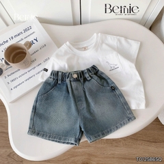 Set bộ tay ngắn bé trai áo thun khủng long kèm quần short jean từ 9 đến 28kg BERNIE BT0725A56