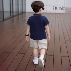 Set bộ polo tay ngắn cổ bo dệt khóa kéo kèm quần short cho bé trai size 1 đến 7 tuổi BERNIE H0725B59